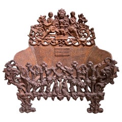 Petite Antique French Cast Iron Planter Jardinière Basket Grate Corneau c1880