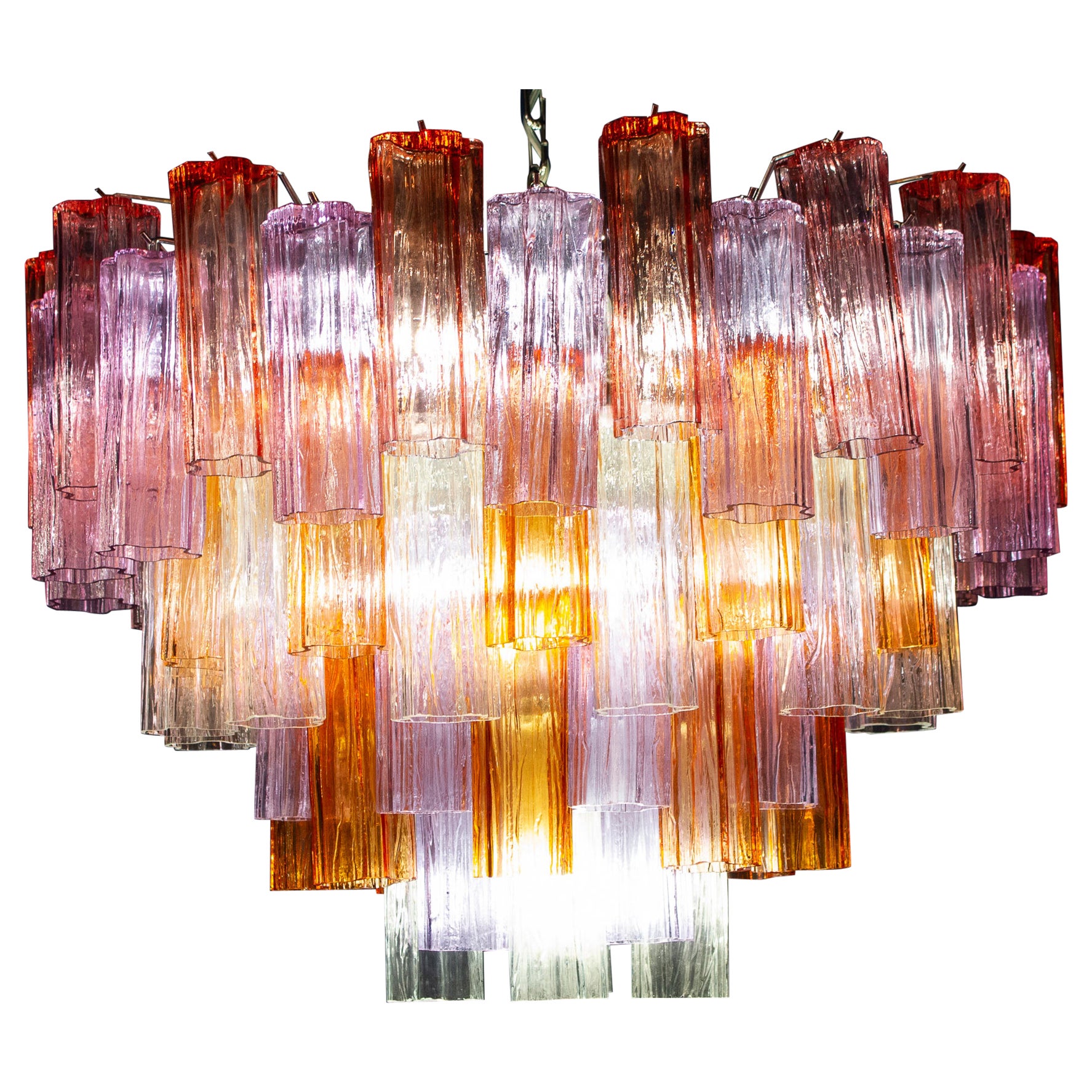 Modern Multicolored Tronchi Murano Glass Chandelier