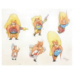 SIX ORIGINAL DRAWINGS OF YOSEMITE SAM - Signed By Virgil Ross