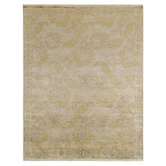 Rug & Kilim's Classic Style rug in Tan with Blue and Gold Floral Patterns (tapis de style classique en beige avec des motifs floraux bleus et dorés)