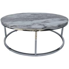 Round Marble Coctail Table after Milo Baughman 2