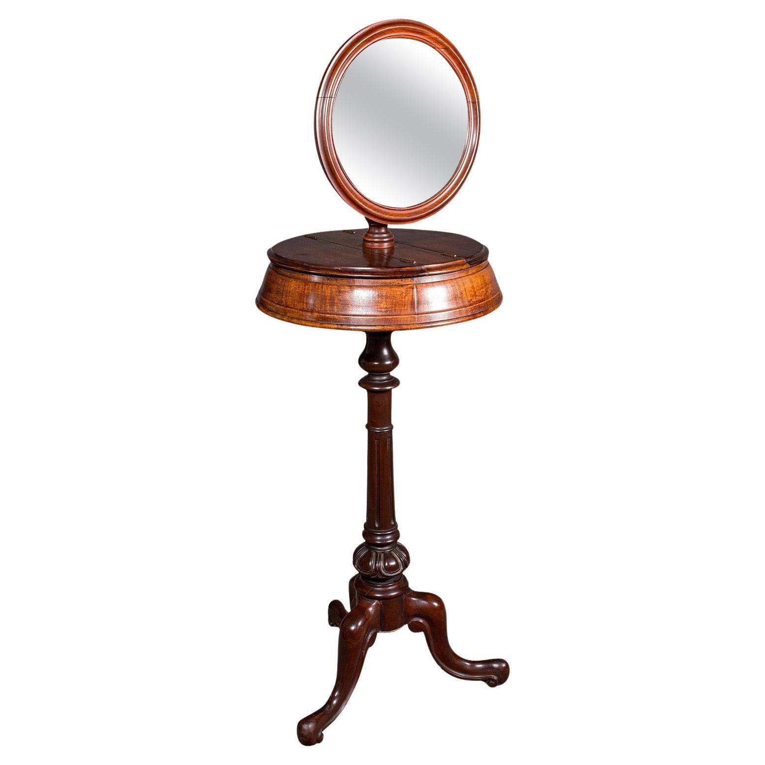 Antique Tripod Shaving Mirror, English, Vanity Grooming Stand, Victorian, C.1840