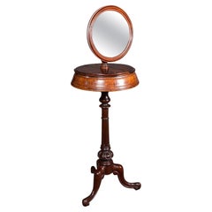 Antique Tripod Shaving Mirror, English, Vanity Grooming Stand, Victorian, C.1840