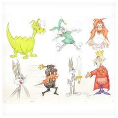 BUGS BUNNY, YOSEMITE SAM, KING ARTHUR, AND A DRAGON - Signed By Virgil Ross