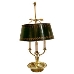 Antique French Gold Bronze Bouillotte Lamp, Circa 1930.