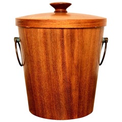 Mexican Modernist Ice Bucket, Mahogany Wood Mid-Century Period