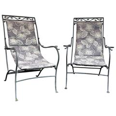 Patinated Metal Lounge Chairs in the Manner of Salterini