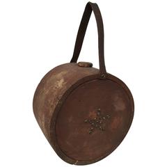 Early 19th Century American Wood Canteen in Old Red Paint with Star Design