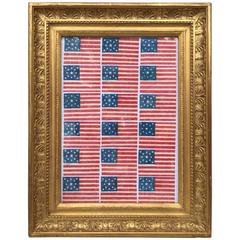 Framed Collection of Small 1876 Parade Flags