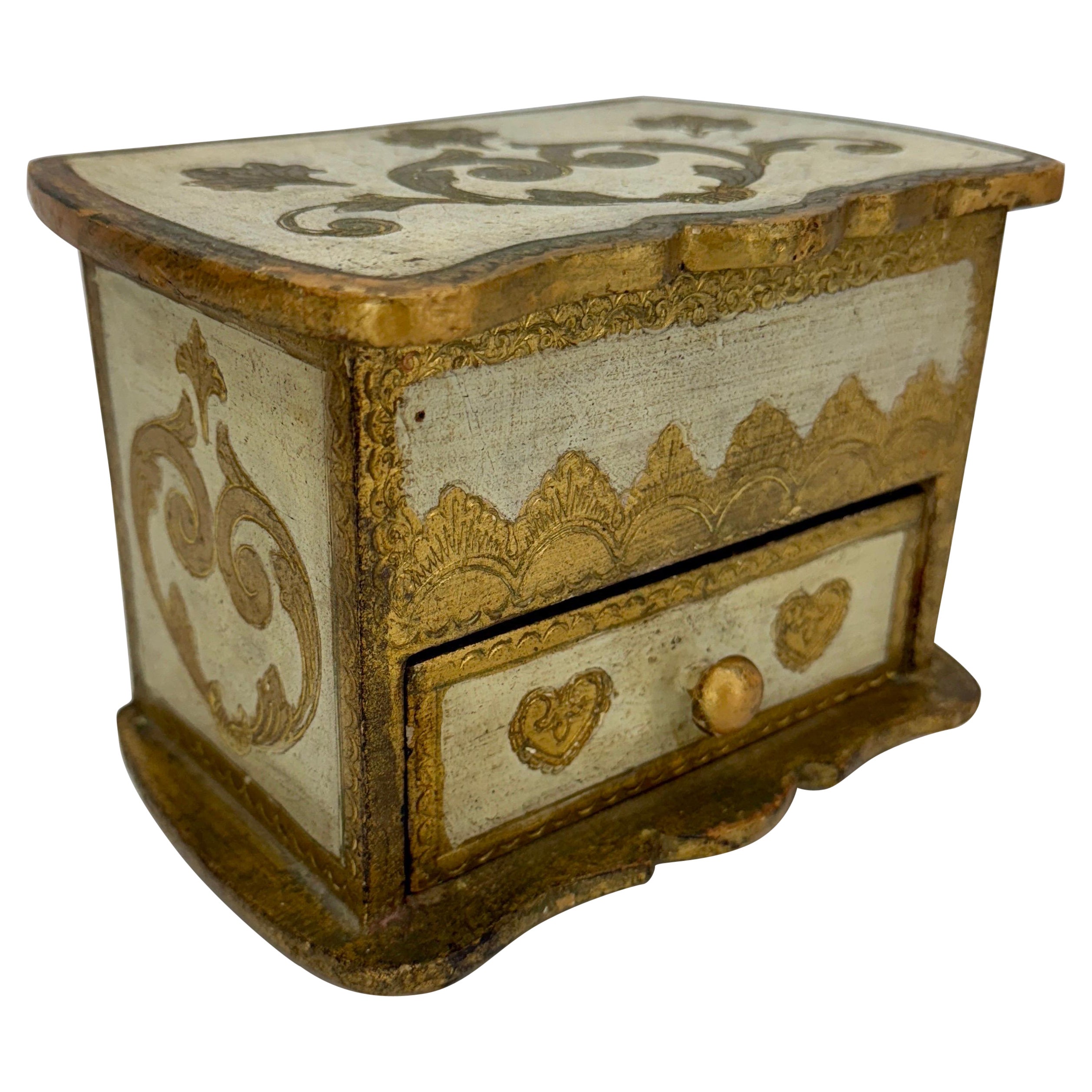 Pequeña cajonera italiana florentina para joyas en miniatura en venta