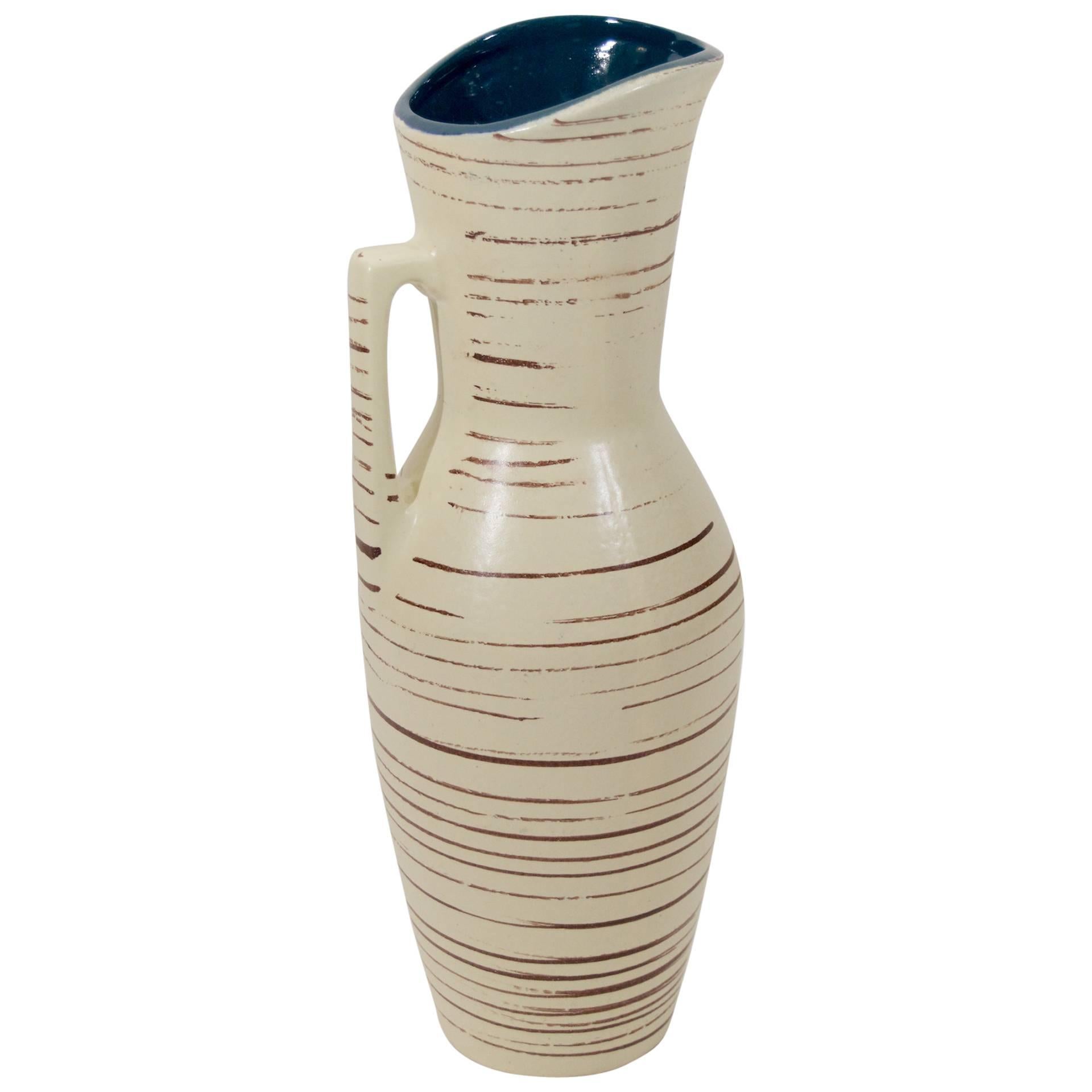 Scheurich Mid-Century Strié Ceramic Ewer