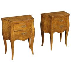 20th Century Bedside Tables Made by Burl Walnut