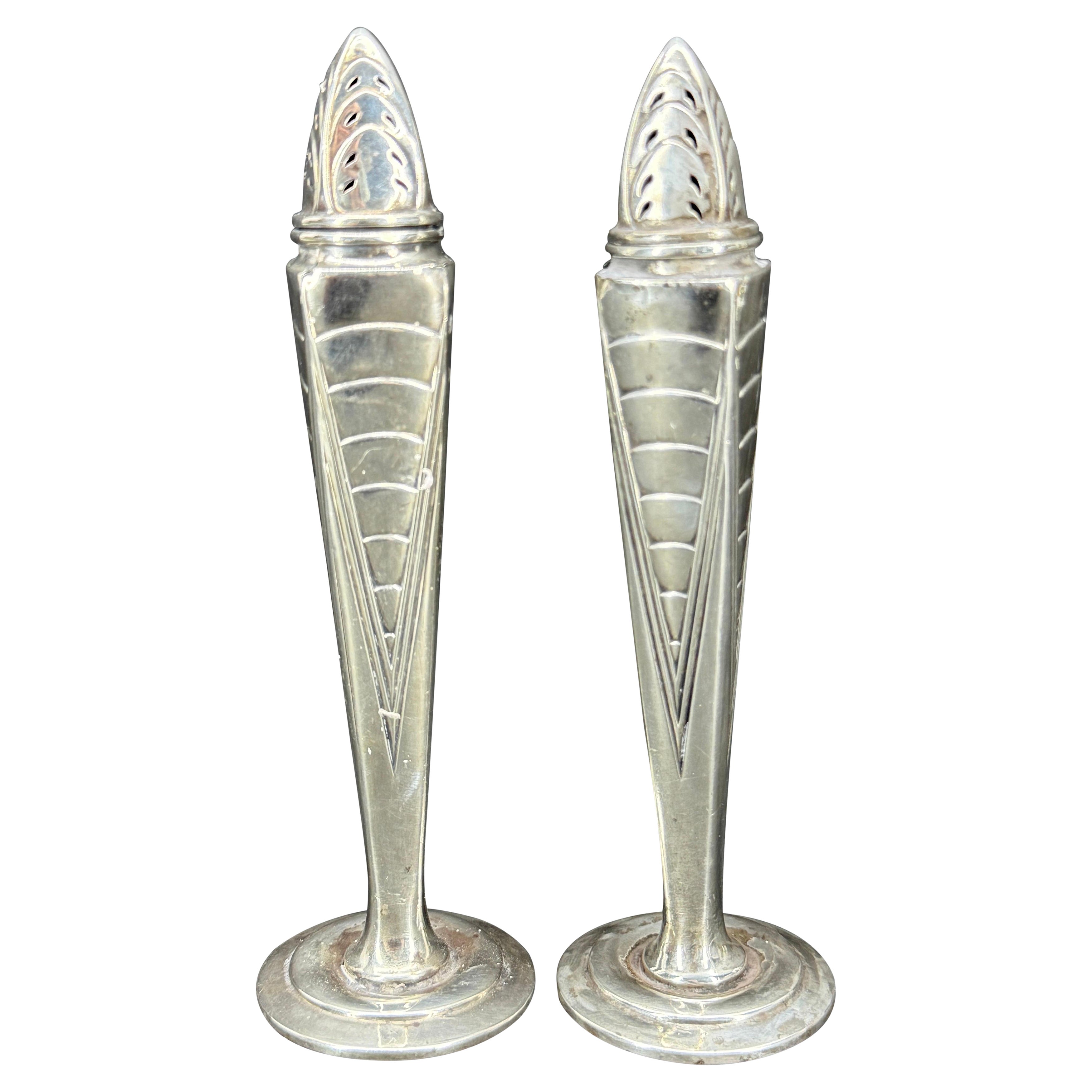 Pair of Art Deco Silver Salt & Pepper Shakers