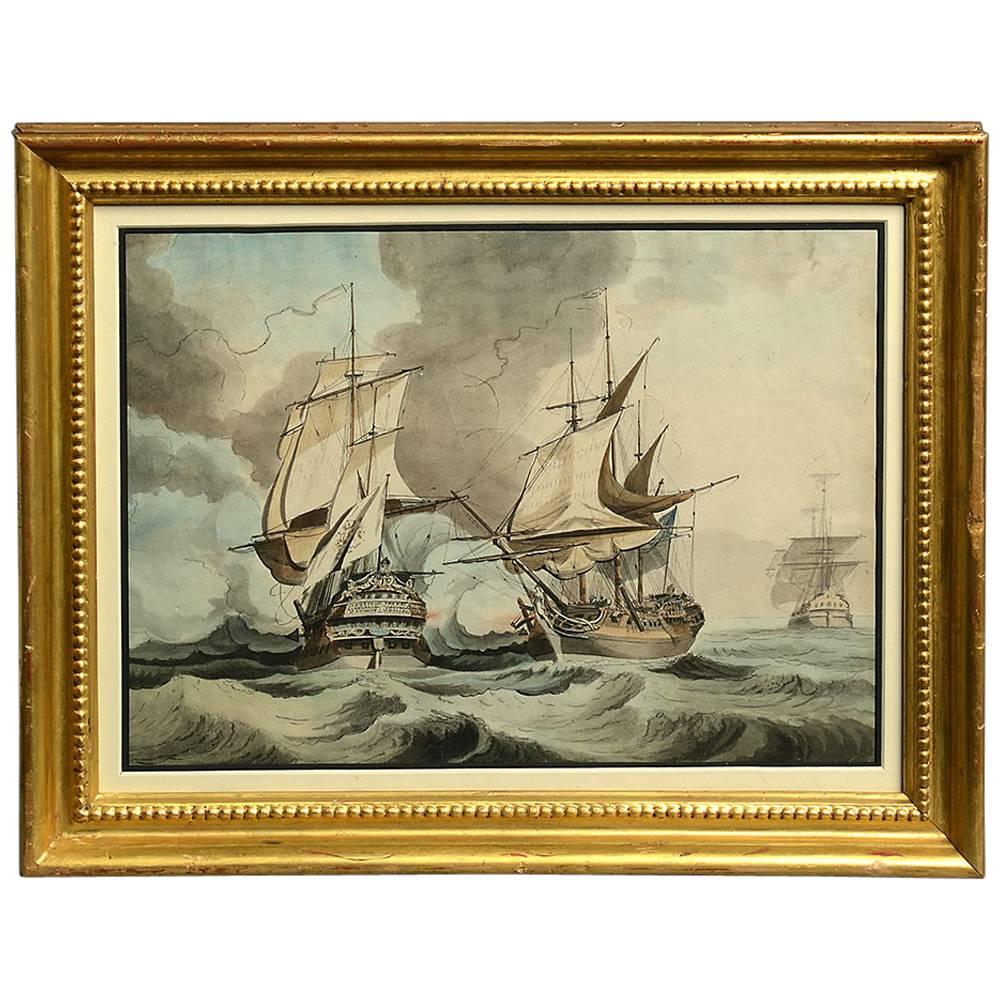 18th Century Marine Watercolor Painting