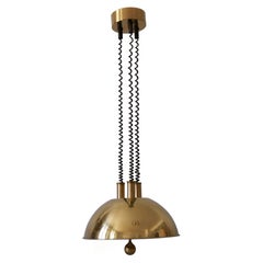 Große und elegante Mid-Century Pulldown-Pendelleuchte aus Messing von Florian Schulz, 1970er Jahre