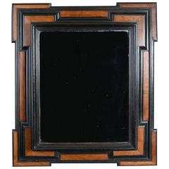17th Century Walnut and Ebonized Geometric Mirror