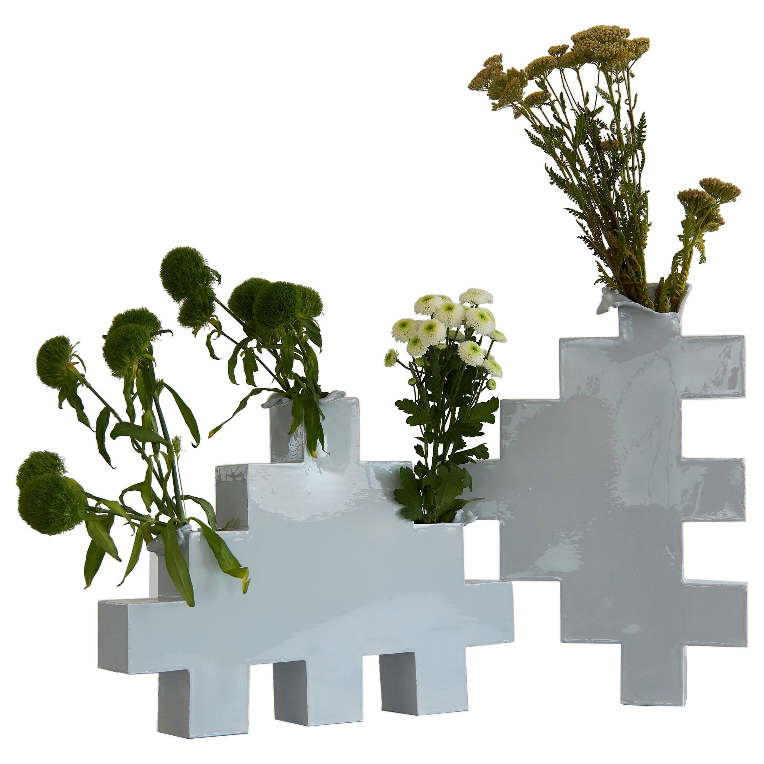 Pair of two: Cubist, Geometric, Post Modern Vases. Made in Italy