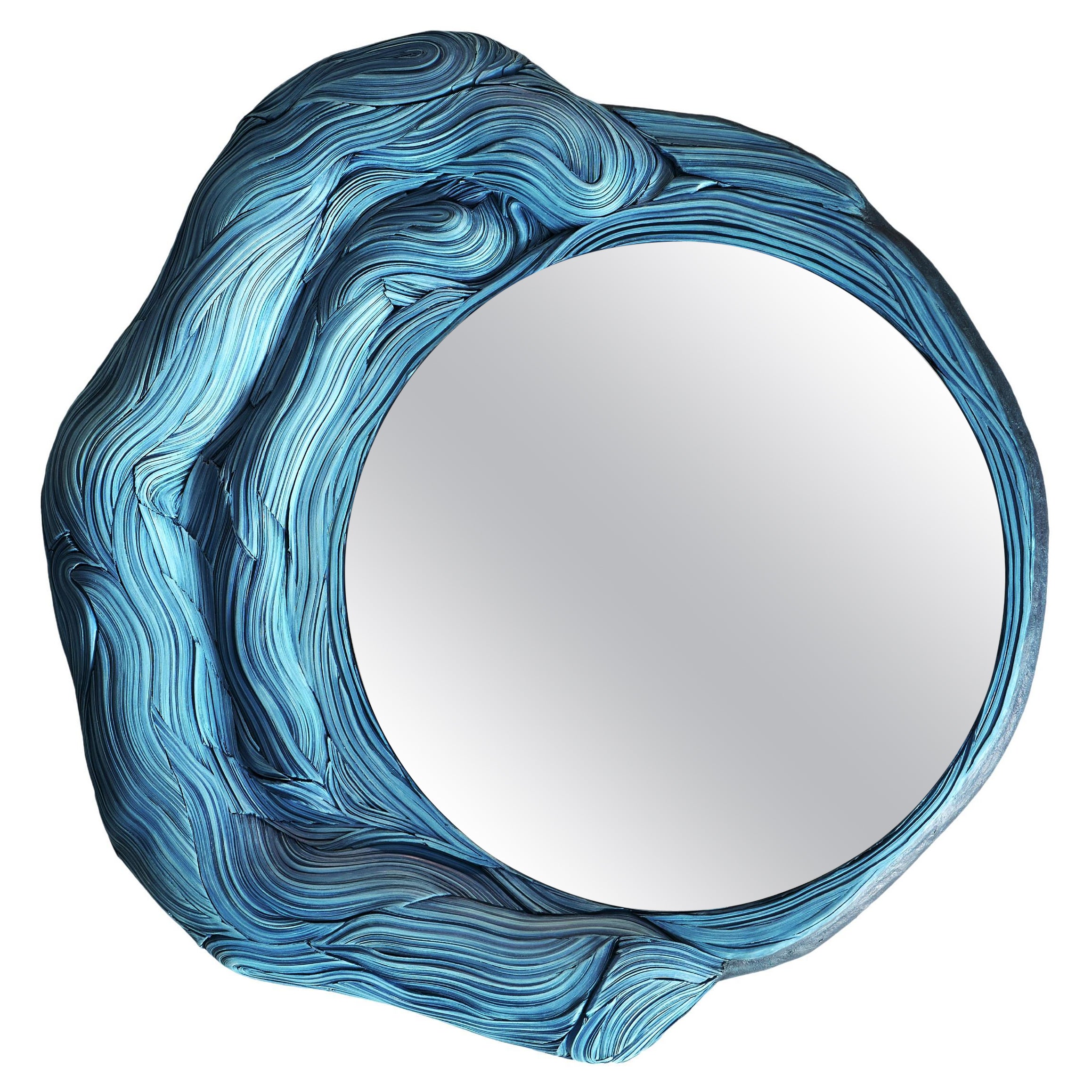 Modern Daniele Papuli Dilmos Handmade Round Mirror Paper Effect Lacquered