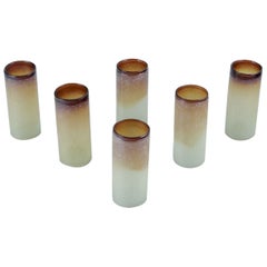Napoleone Martinuzzi, Venini, Murano. Set von sechs hohen Gläsern aus Kunstglas.