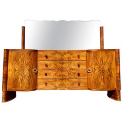 Crédence Art Déco européenne en noyer et bois de ronce Crédence