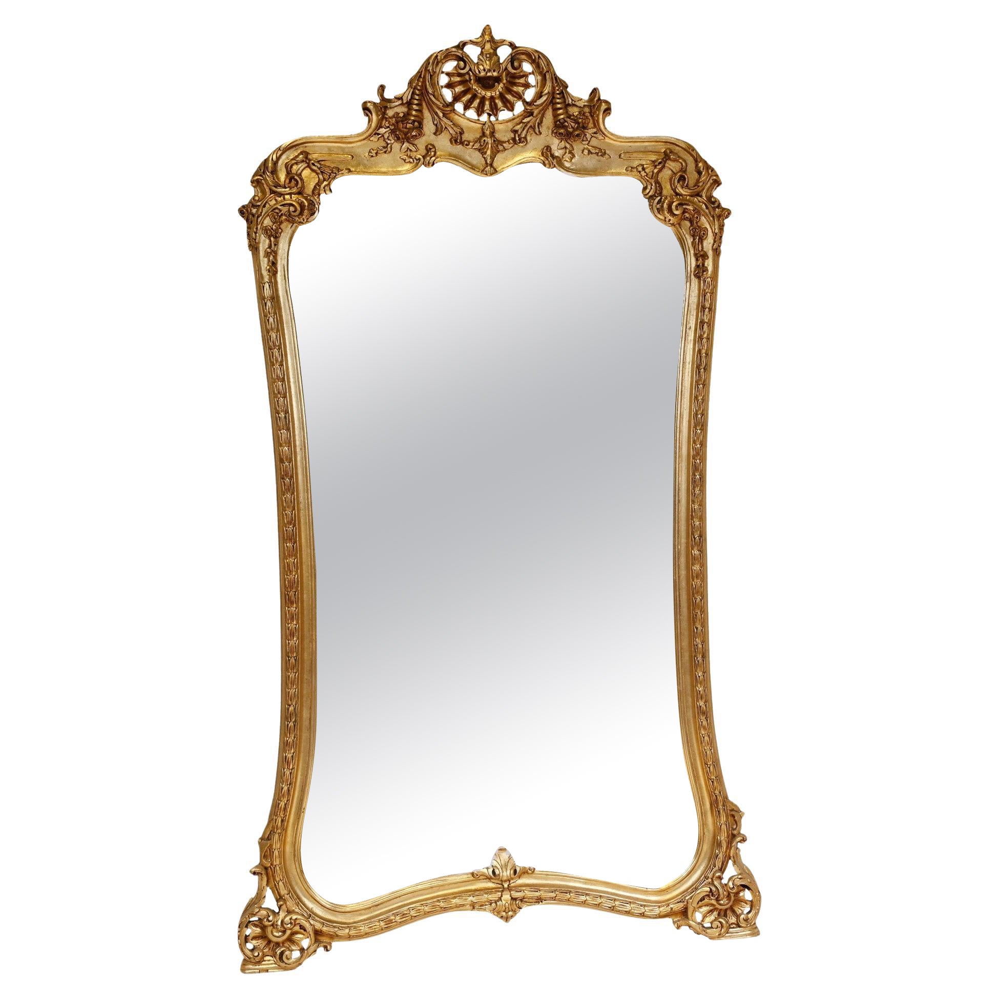XL Specchio francese in legno dorato in piedi Rococo Pier Specchi 7 piedi