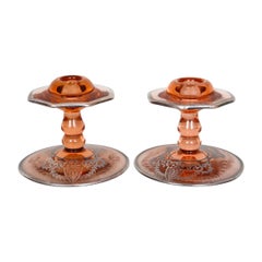 Antique Heisey Sterling ‘Pluto’ Candlestick Holders, a Pair
