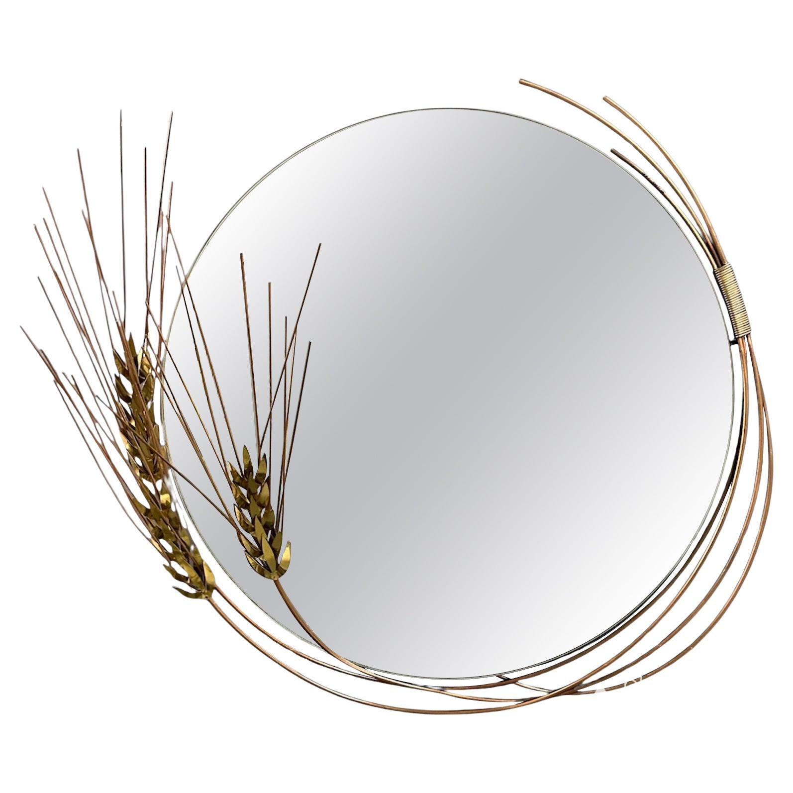 Miroir tige de blé du milieu du siècle dernier, signé Curtis Jere et daté de 1981