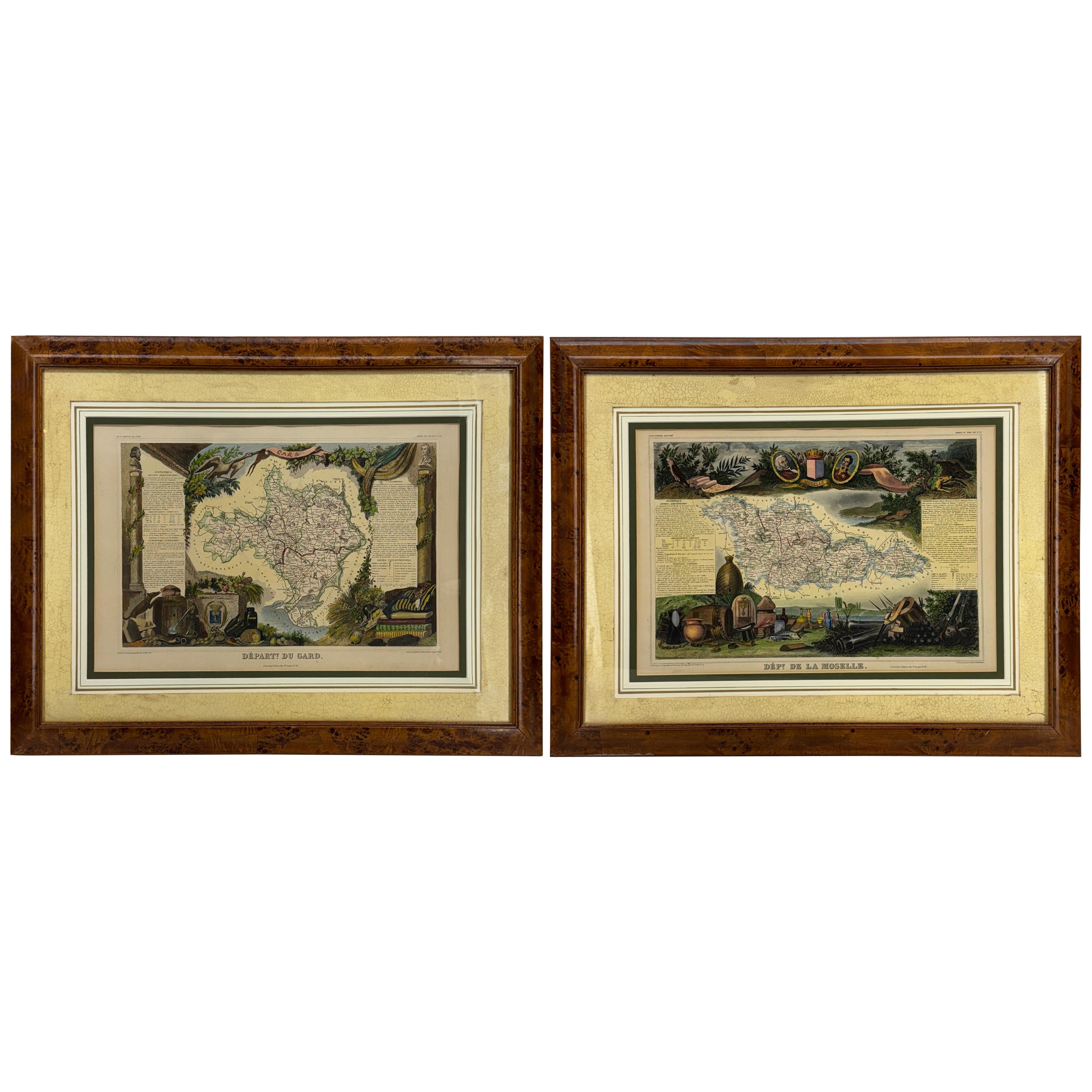 Set of Two 19th Century French Hand-Colored Regional Maps