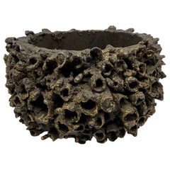 James Bearden Brutalist Torch Cut Steel and Bronze Vessel