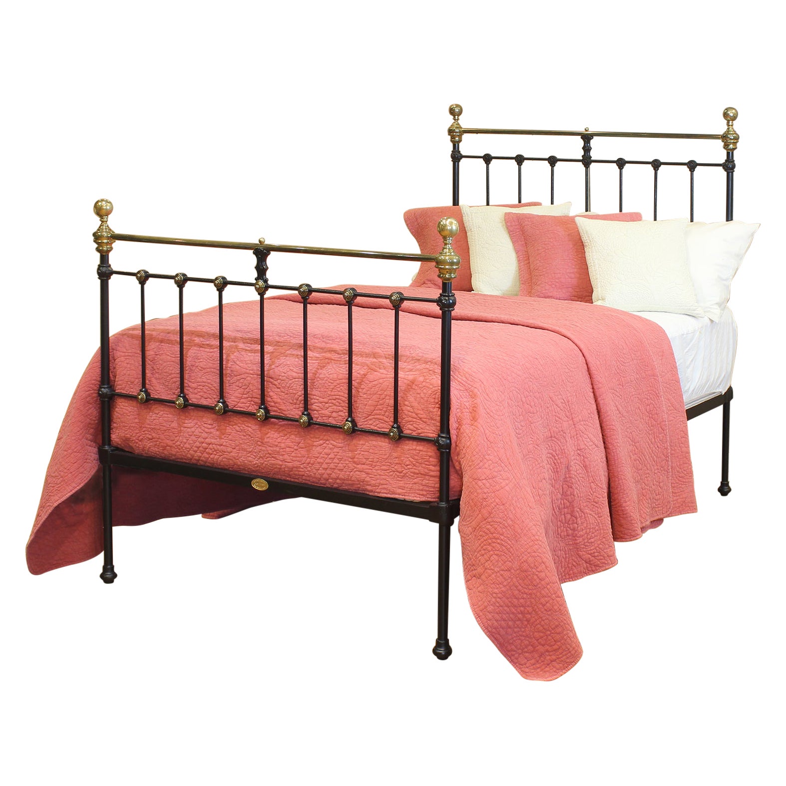 Small Double Brass and Iron Bed in Black, MD172