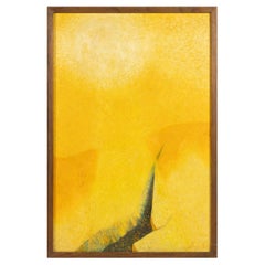 Pintura abstracta a gran escala óleo sobre tabla paisaje yermo sol amarillo