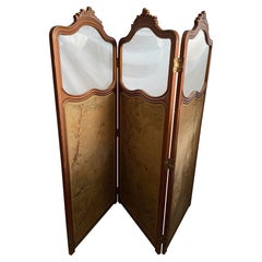 Tapisserie française 3 panneaux séparateur de pièce en bois sculpté/écran The Window