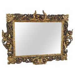 Impressively Large Giltwood Mirror Carved with Cherubs and Doves c. 1830