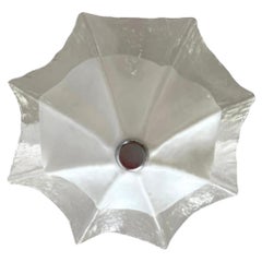 Mazzega Flush Mount blanco Cristal de Murano cromado 62 cm, Italia, 1970