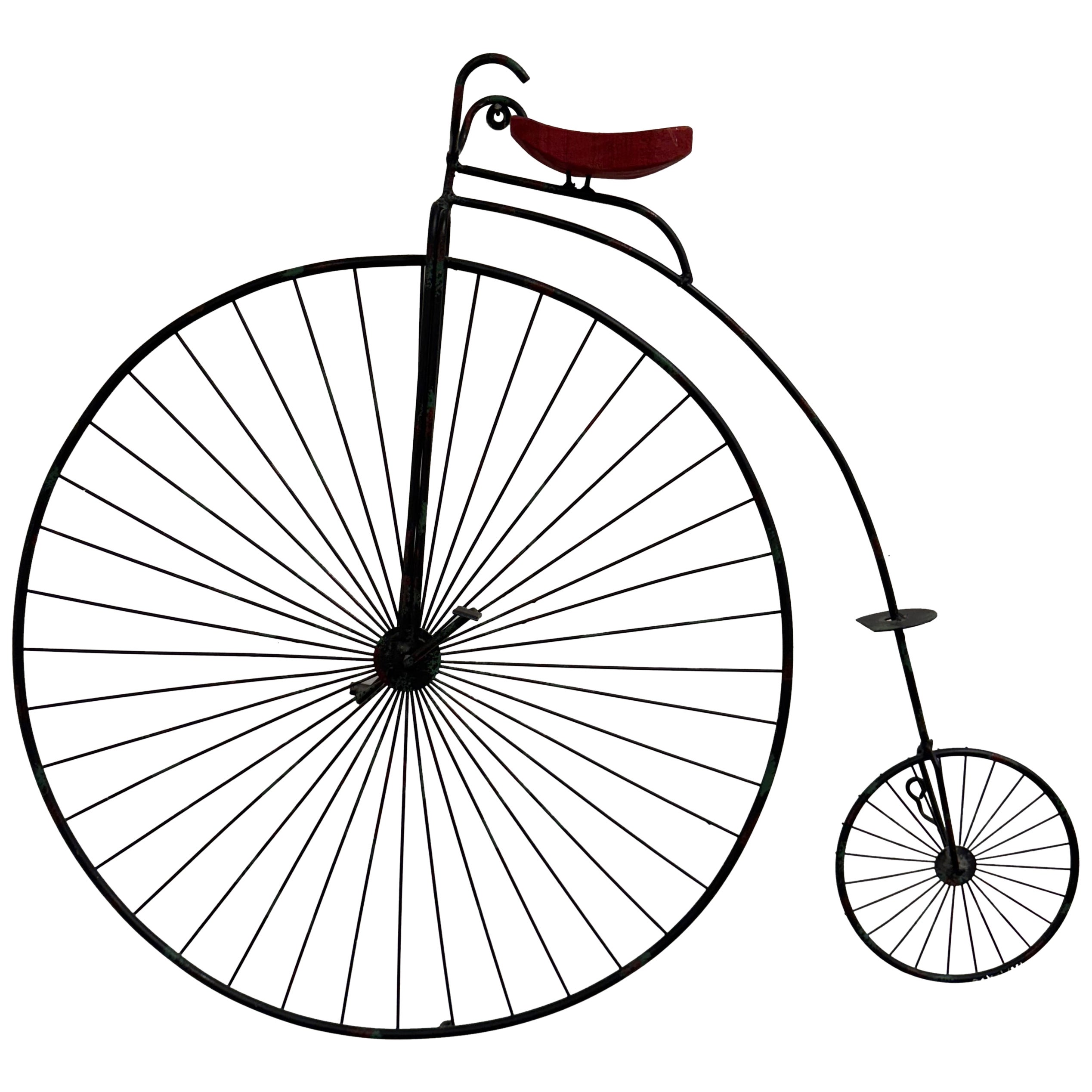 Curtis Jere' Bicicleta - Bicicleta "Highwheeler" Escultura de Arte de Pared - Firmada 1983