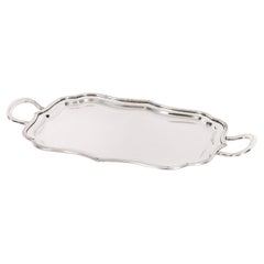 Bandeja vintage con dos asas chapada en plata Royal Sheffield Mediados del siglo XX