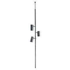 Vintage Mid Century Chrome Tension Pole Floor Lamp with 3 Chrome Cylinder Shades
