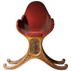 Stunning Venetian Polychrome & Parcel-Gilt Decorated Gondola Chair
