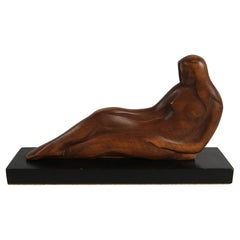 Escultor William Conrad Severson Escultura tallada de 1950 Mujer desnuda reclinada