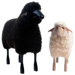 Lalanne Style Decorative Couple Sheeps Sculpture