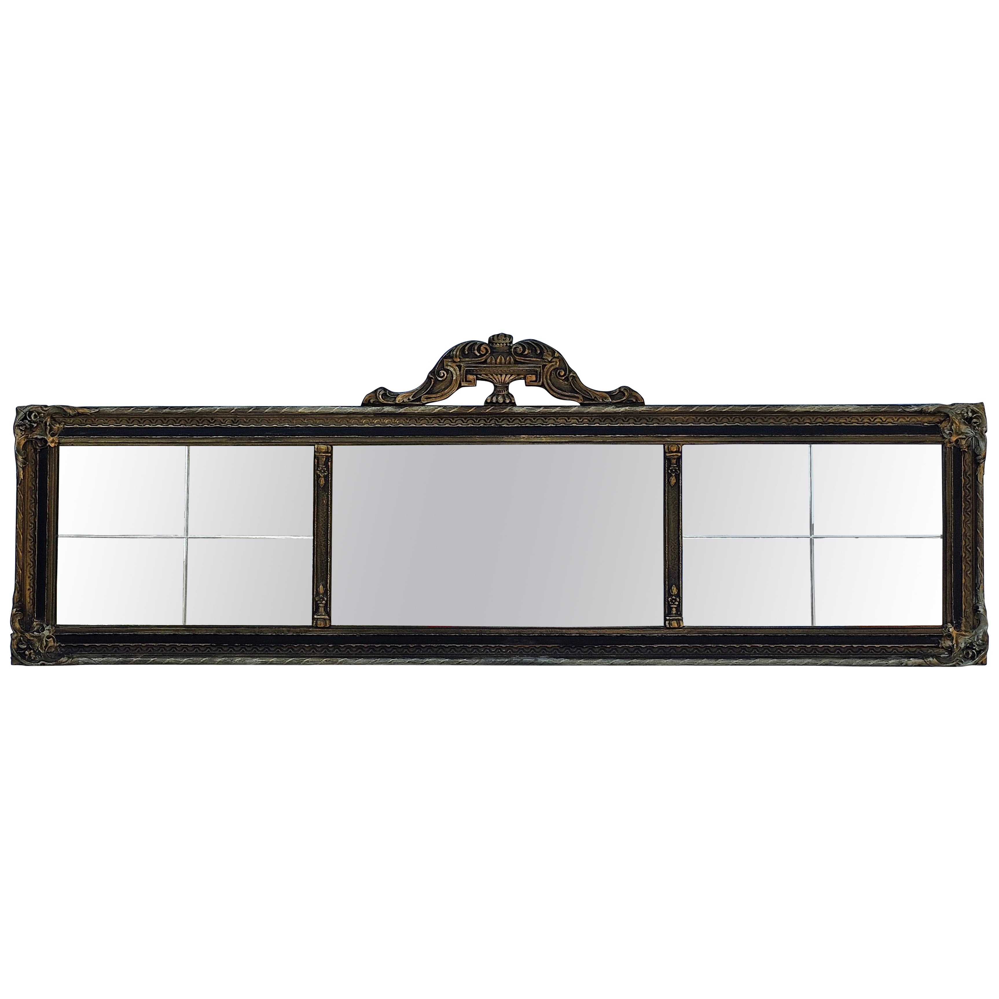 Espejo Sobremantel Triseccionado Decorado en Giltwood del Siglo XIX en venta