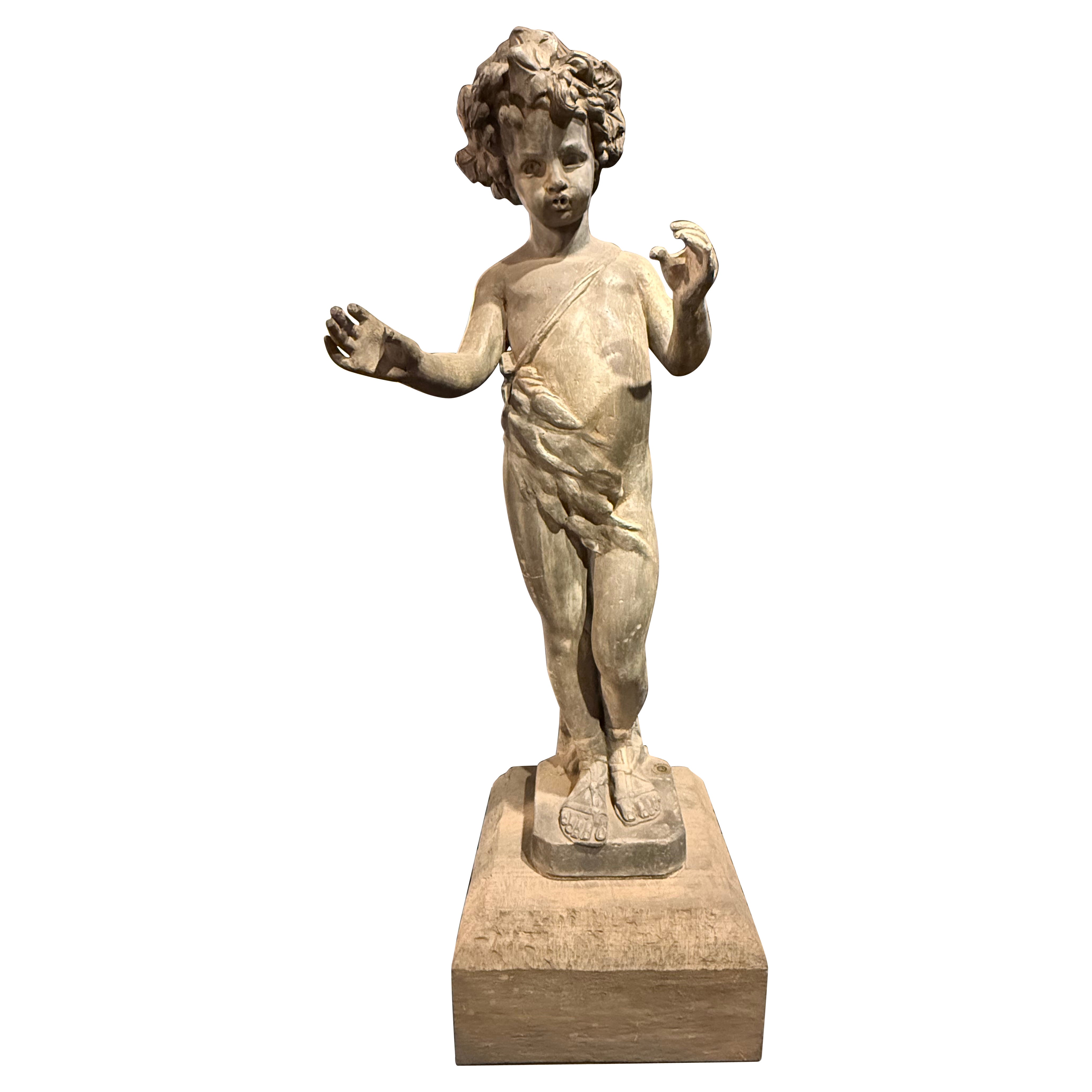 Fontana inglese in piombo raffigurante un putto bacchico, fine XIX secolo in vendita