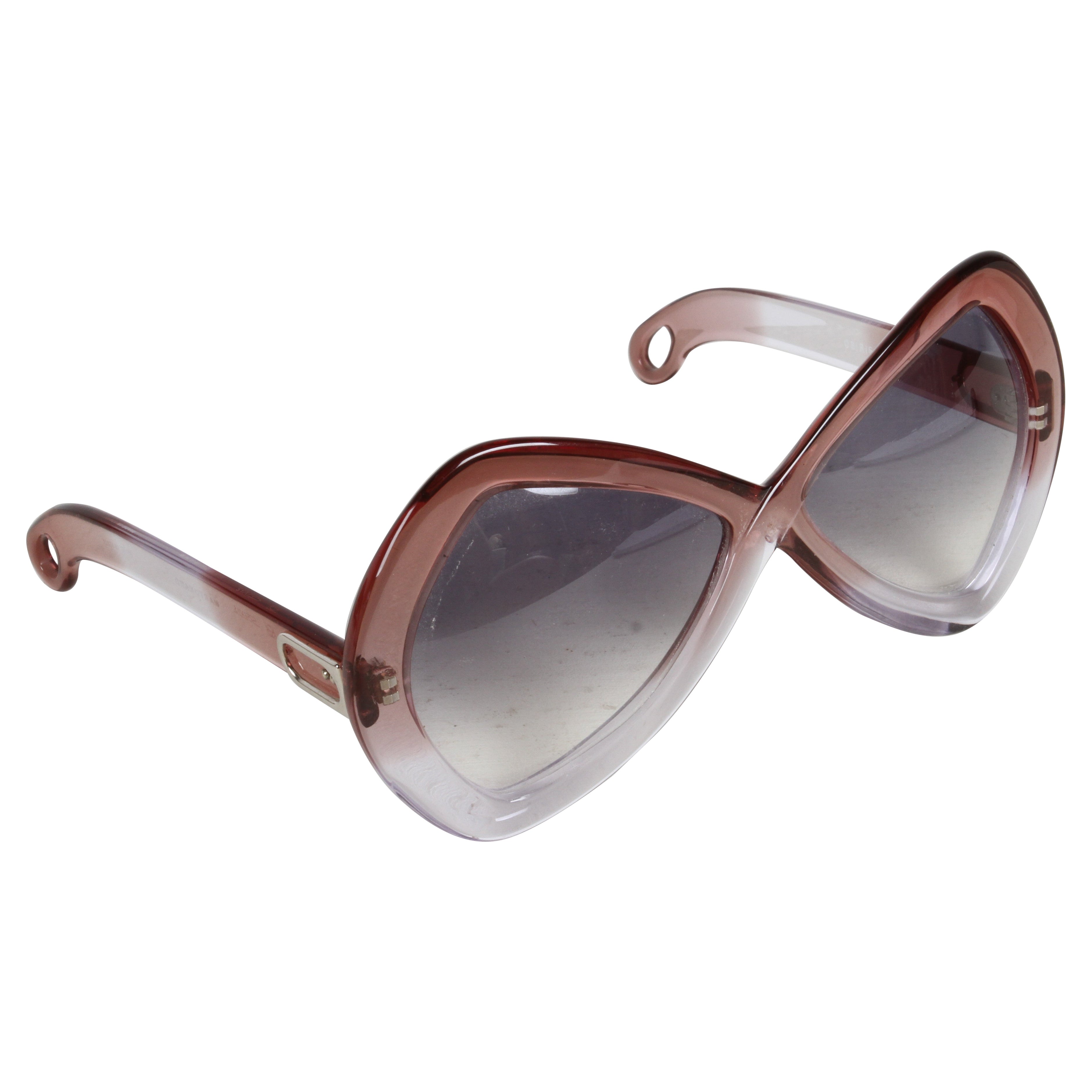 Vintage 70's Martuano - Italy Designer Women's Oversized Color Fade Sunglasses