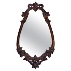 Early 20th Century  Rococo Style Carved Mahogany Wood Frame Wall Mirror