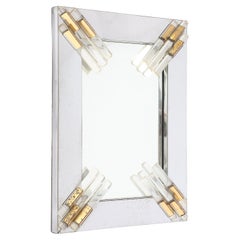 Mixed Metal and Lucite Studio Mirror, France 1950's