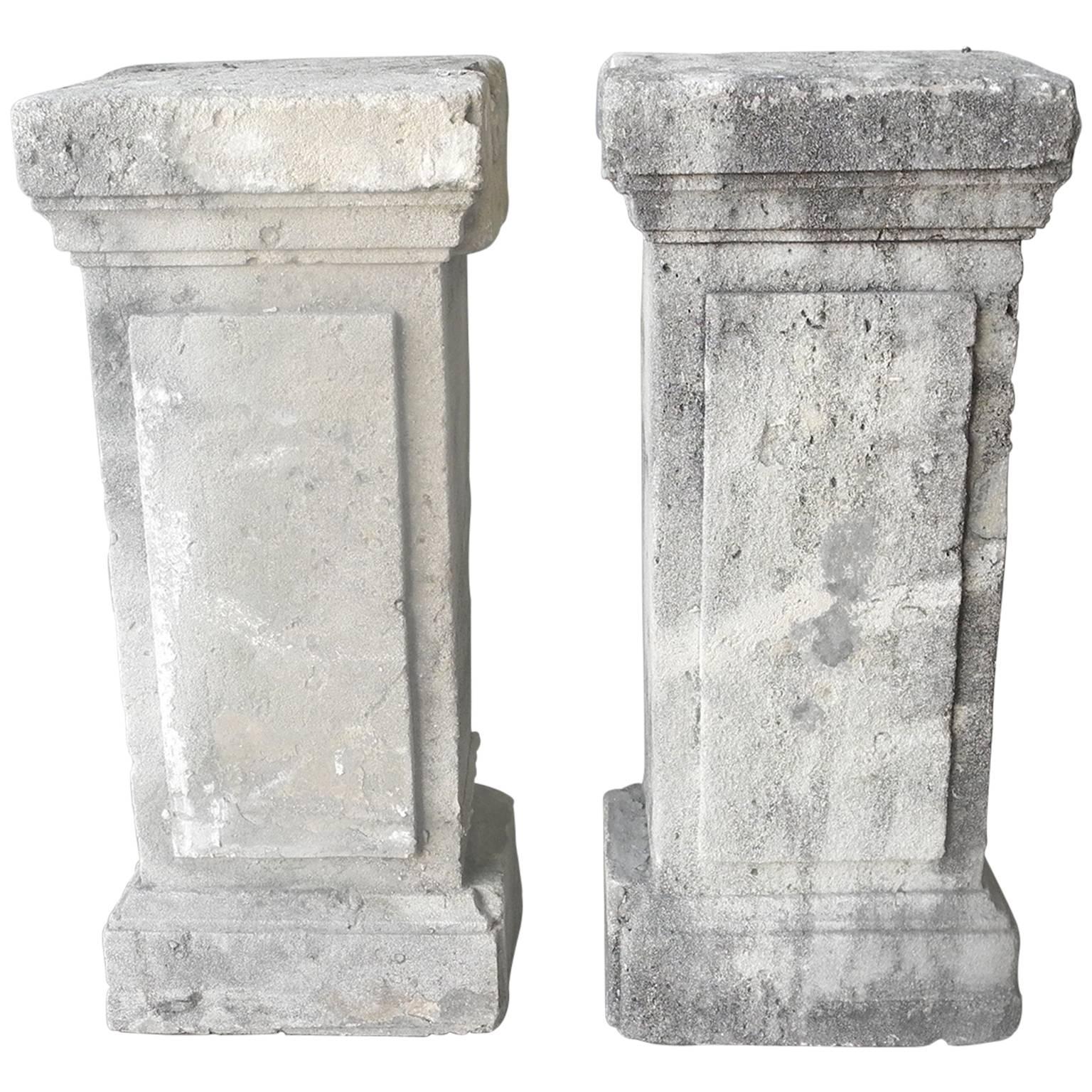 Antique Pair of Small Limestone 19th Century Columns from Meze, France