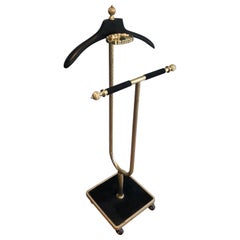 Mid-Century Brass and Black Velvet Nightstand Valet, Maison Jansen