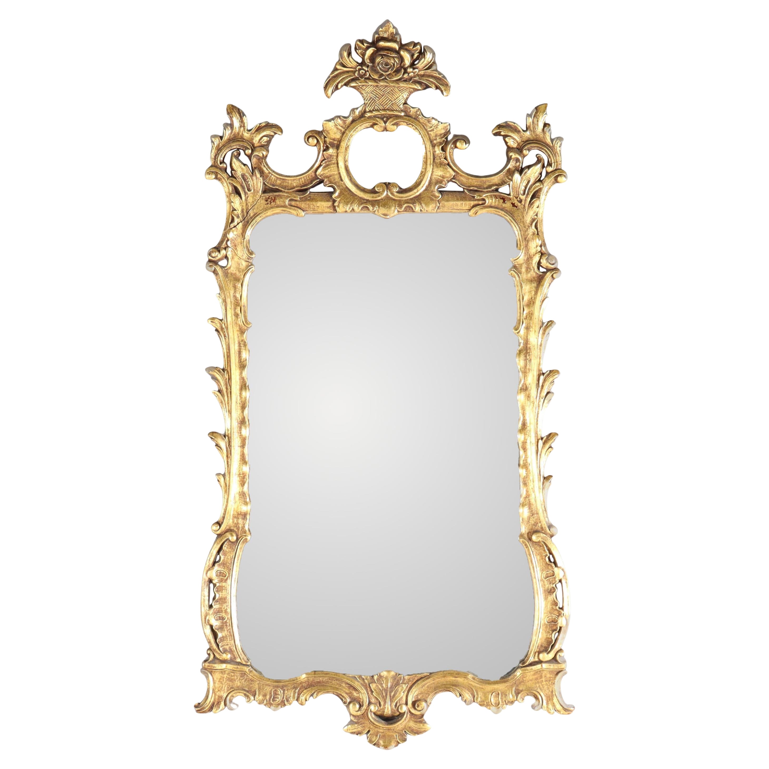Oversized Antique Classical Carved Gilt Wood Wall Mirror 19thC