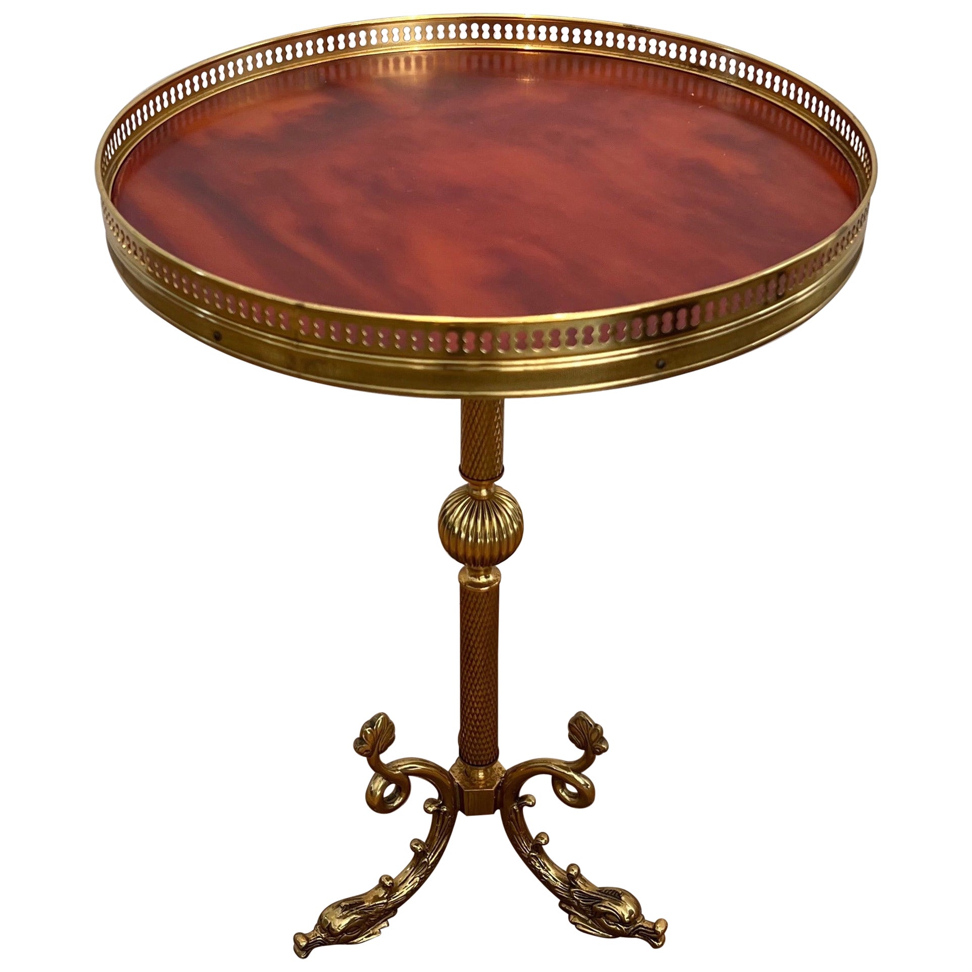 Brass and Red Celluloid Gueridon by Maison Jansen