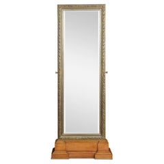 Large Tooled Bronze Framed Two Sided Cheval Mirror